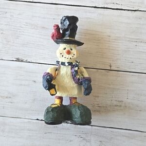 Snowman with Lantern and Cardinal Tabletop Decor